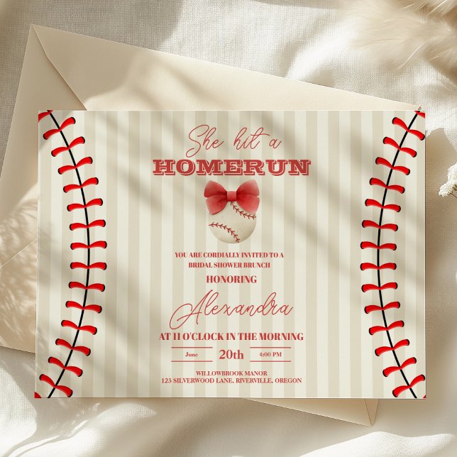 Sports Baseball Homerun  Bridal Shower Invitation (Creator Uploaded)