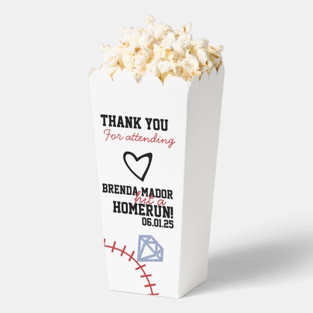 Sports Baseball Homerun Glitter Bridal Shower  Favour Box (Popped)