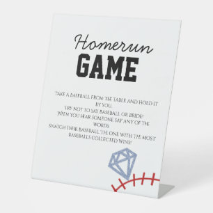 Sports Baseball Homerun Glitter Bridal Shower Game Pedestal Sign