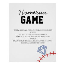 Sports Baseball Homerun Glitter Bridal Shower Game