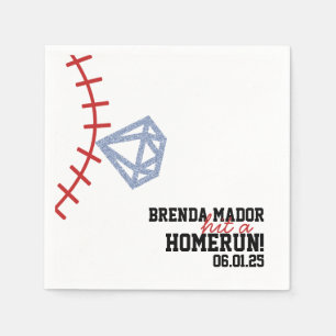 Sports Baseball Homerun Glitter Bridal Shower  Napkin