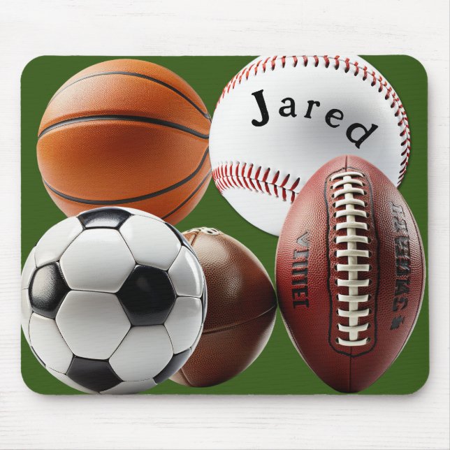 Sports Baseball Soccer Basketball Football Mouse Pad (Front)