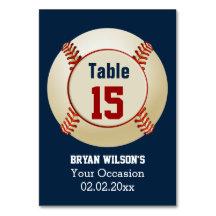 Sports Baseball theme Personalised table numbers