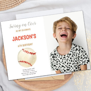 Sports Baseballs Birthday Invitations with photo