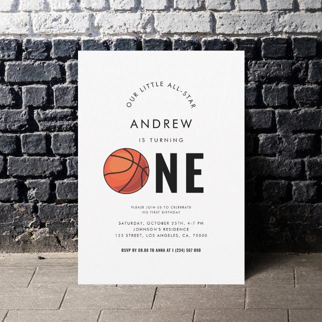 Sports Basketball Theme Kid 1st Birthday Party     Invitation (Creator Uploaded)
