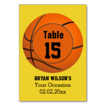 Sports Basketball theme Personalised table numbers