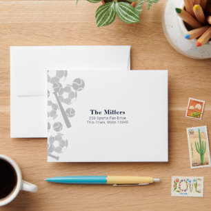 Sports Bat Mitzvah with Sports Balls Envelope