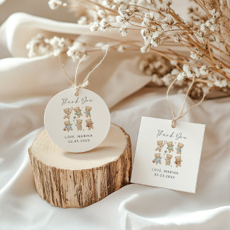 Sports bear baby shower, we can bearly wait favour tags