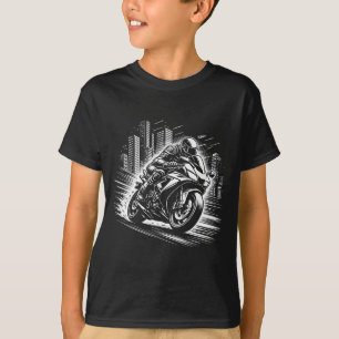 Sports Bike Night Ride Through City Streets T-Shirt