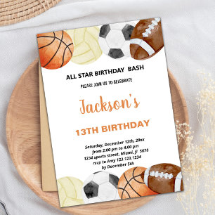 Sports Birthday Invitation,Sports Invitation