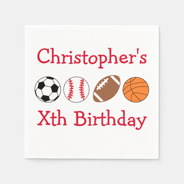 Sports Birthday Napkin (Front)