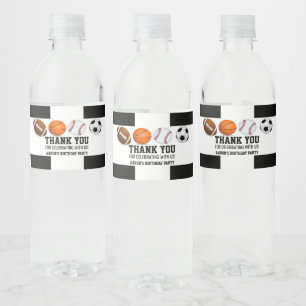 Sports Birthday Party Favour Water Bottle Label