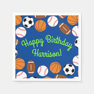 Sports Birthday Party Kids Cute Napkin