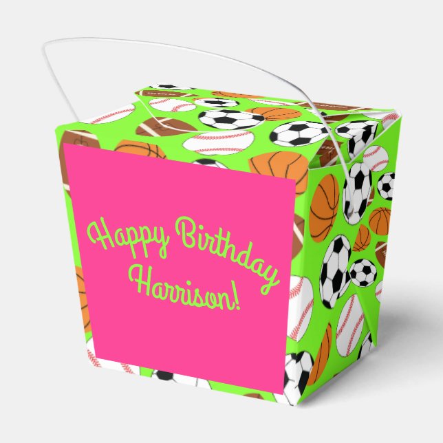 Sports Birthday Party Kids Cute Pink Girls Favour Box (Back Side)