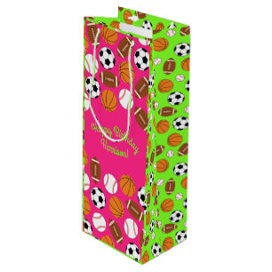 Sports Birthday Party Kids Cute Pink Girls Wine Gift Bag