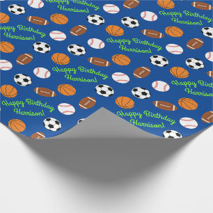 Sports Birthday Party Kids Cute Wrapping Paper
