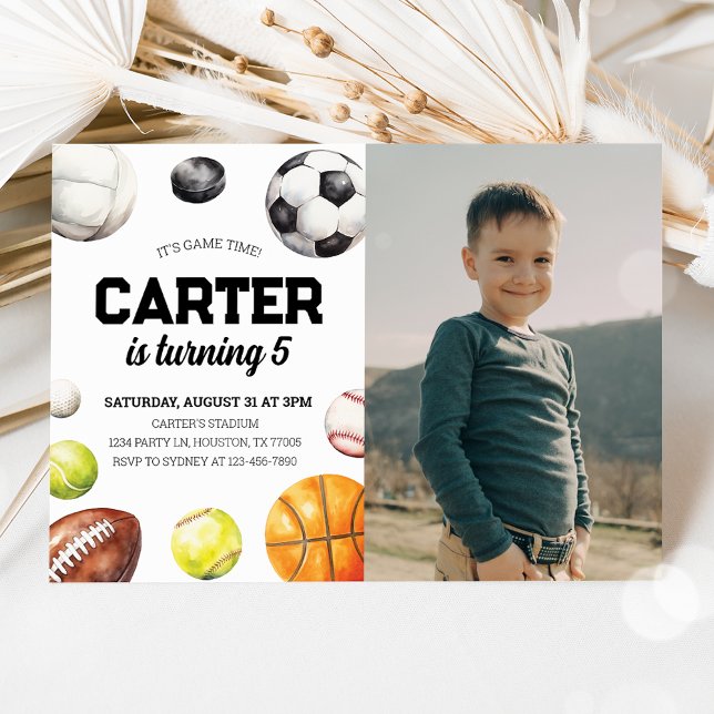 Sports Birthday Photo Invitation (Creator Uploaded)