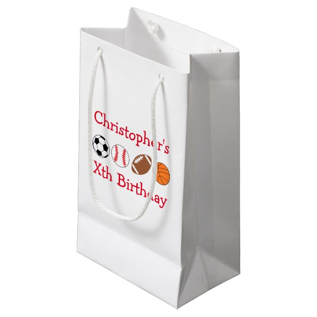 Sports Birthday Small Gift Bag (Front Angled)