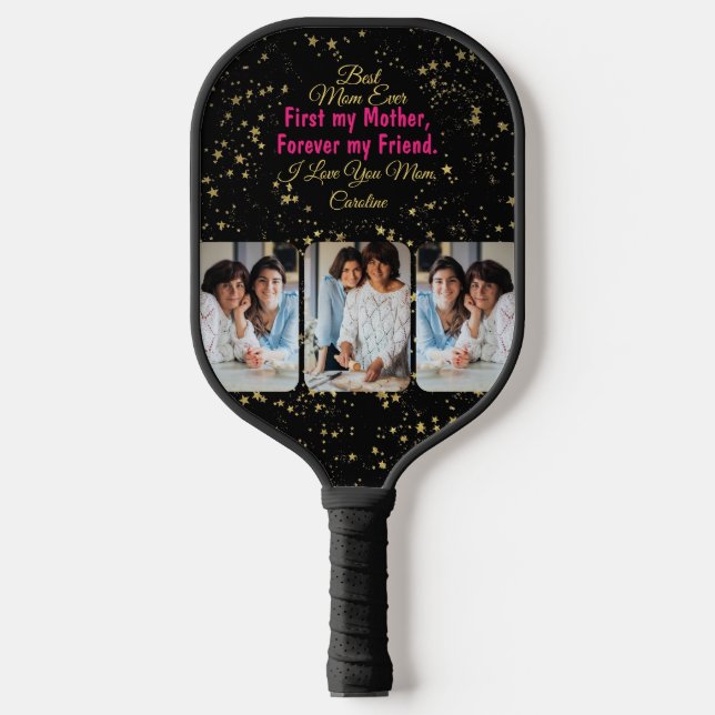 Sports Black Pink Best Mum Ever Modern Mothers Day Pickleball Paddle (Front)