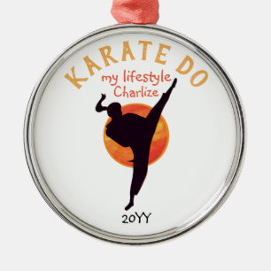 Sports Black Silhouette Martial Arts Japan Karate Metal Ornament