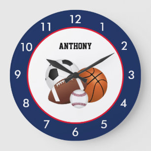 Sports Blue Custom Large Clock
