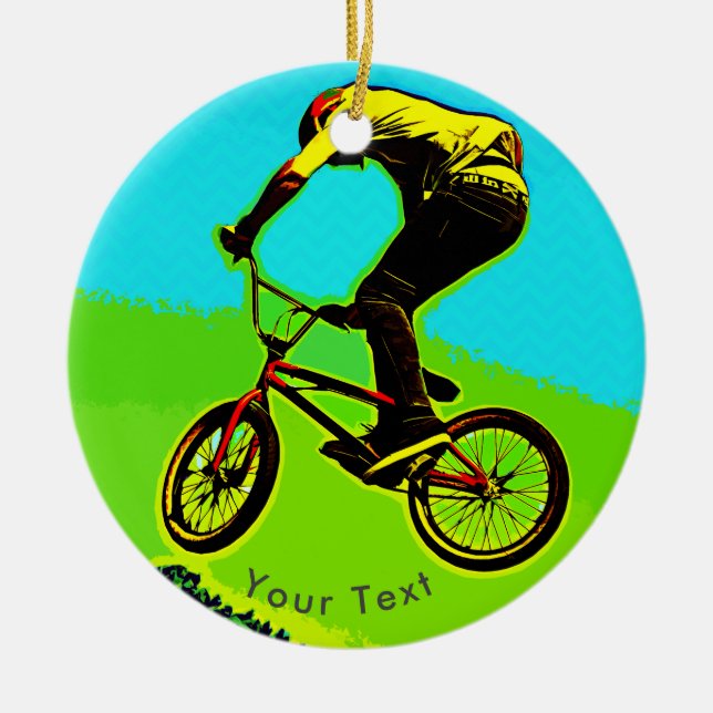 SPORTS BMX Bicycle Stunts Ceramic Ornament (Front)