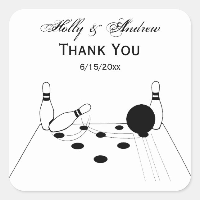 Sports Bowling Ball and Pins Square Sticker (Front)