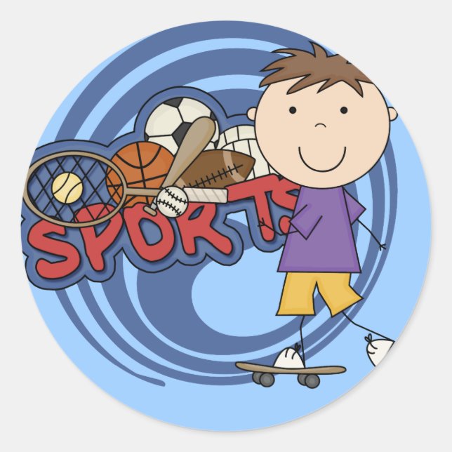 Sports Boy Skateboarder - Tshirts and Gifts Classic Round Sticker (Front)