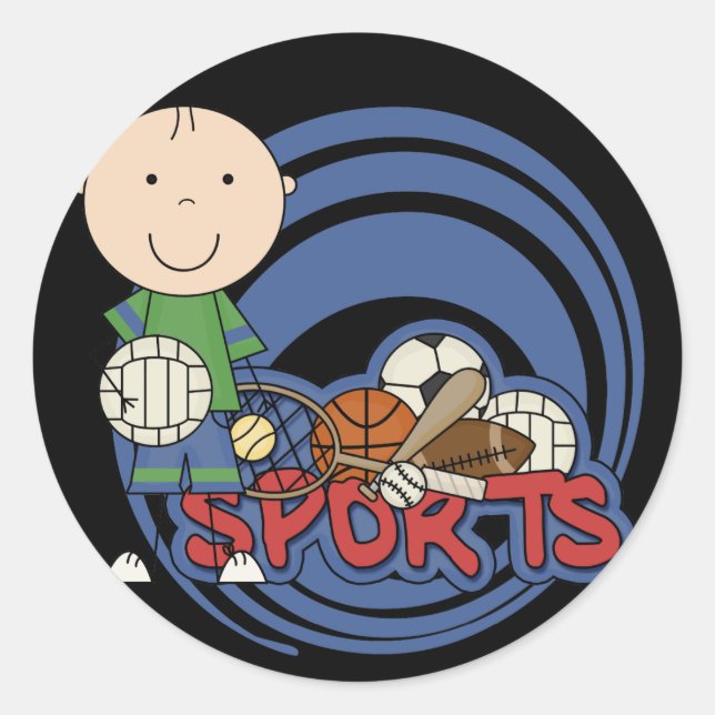 Sports Boy - Volleyball Tshirts and Gifts Classic Round Sticker (Front)