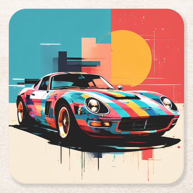 sports car #4 square paper coaster (Front)