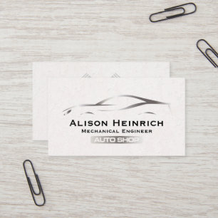 Sports Car and Pistons   Mechanic Business Card