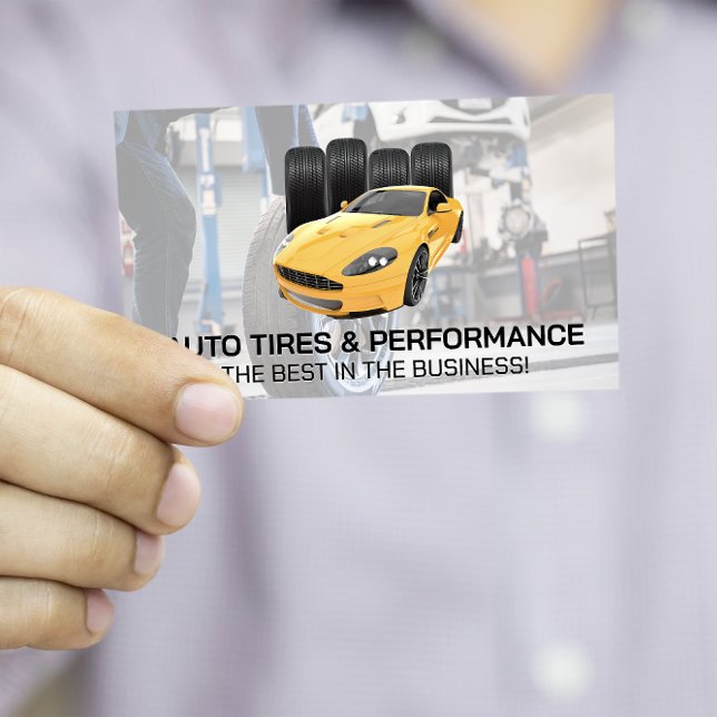 Sports Car and Tires | Mechanic Working Business Card (Creator Uploaded)