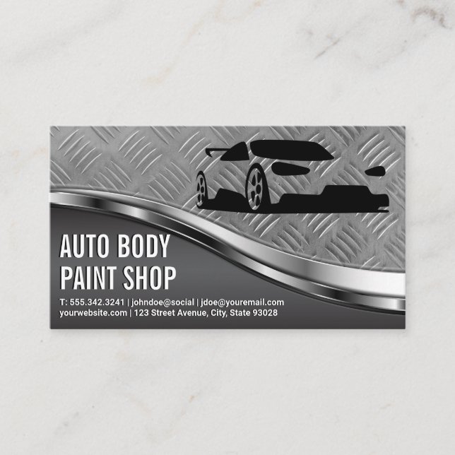 Sports Car | Auto Services | Steel Plate Business Card (Front)