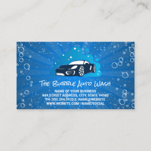 Sports Car Auto Wash Logo   Soap Bubbles Business Card