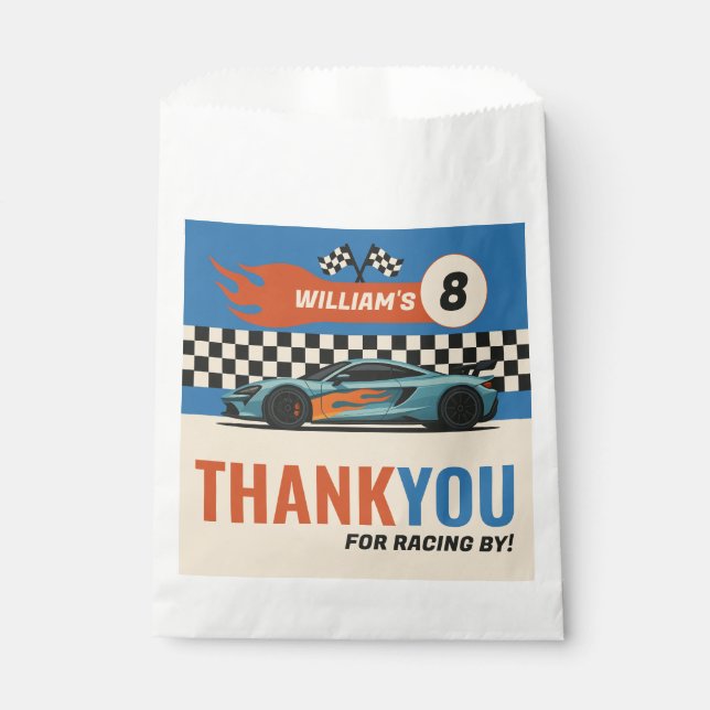 Sports Car Boys Birthday Thank You  Favour Bag (Front)