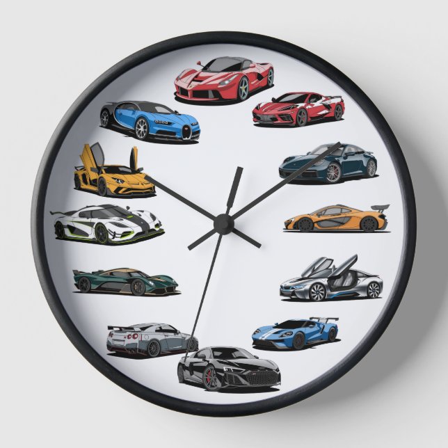 Sports car cartoon style wall clock (Front)