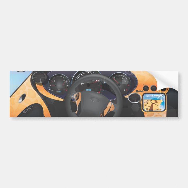 Sports Car Dashboard Bumper Sticker (Front)
