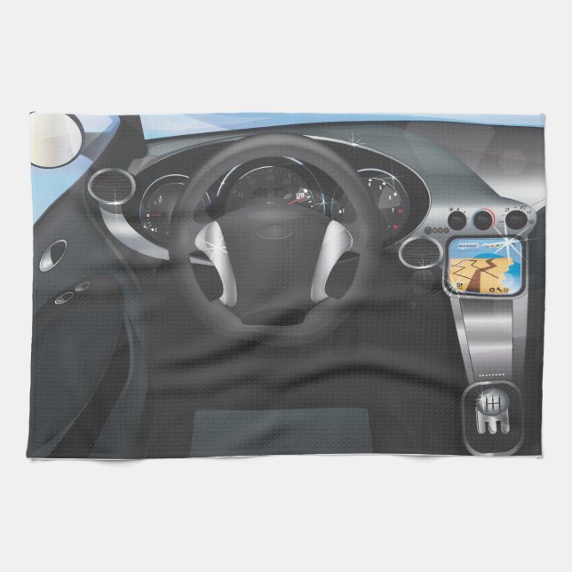 Sports Car Dashboard Tea Towel (Horizontal)