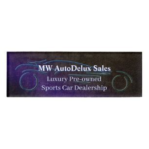 Sports Car Dealership, leather-look, stylised logo Name Tag
