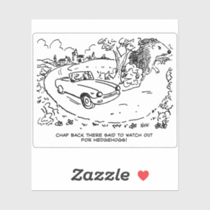 Sports Car Driver Country Road and Hedgehog. Funny