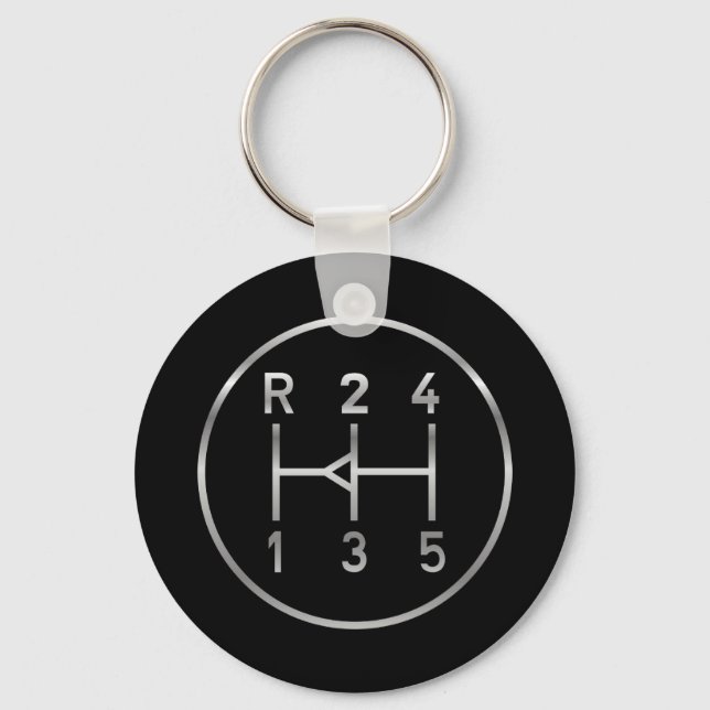 Sports car gear knob, transmission shift pattern key ring (Front)