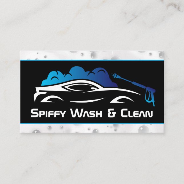 Sports Car Getting Washed | Soap Suds Business Card (Front)