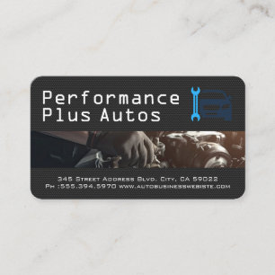 Sports Car Headlights   Performance Shop Mechanic Business Card