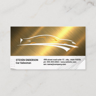 Sports Car Logo   Gold Metallic Business Card