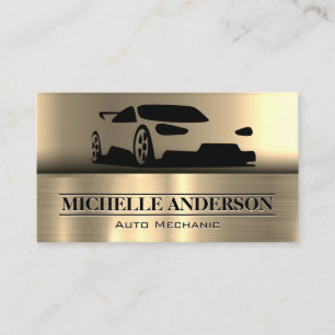 Sports Car Logo   Metallic Gold Business Card