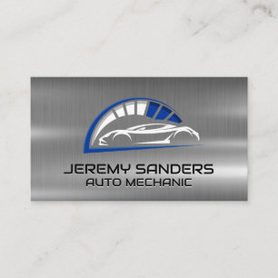 Sports Car Odometer Logo Metallic Business Card