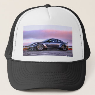 sports car on roadside horizon 2 tone trucker cap