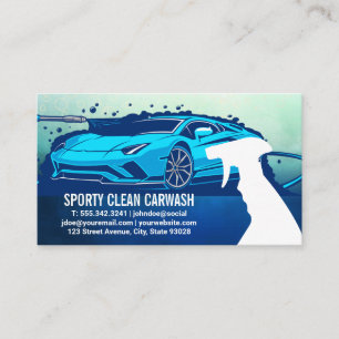 Sports Car Power Wash   Bottle Spray   Car Wash Business Card