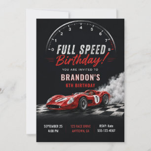 Sports Car Race Birthday Invitation
