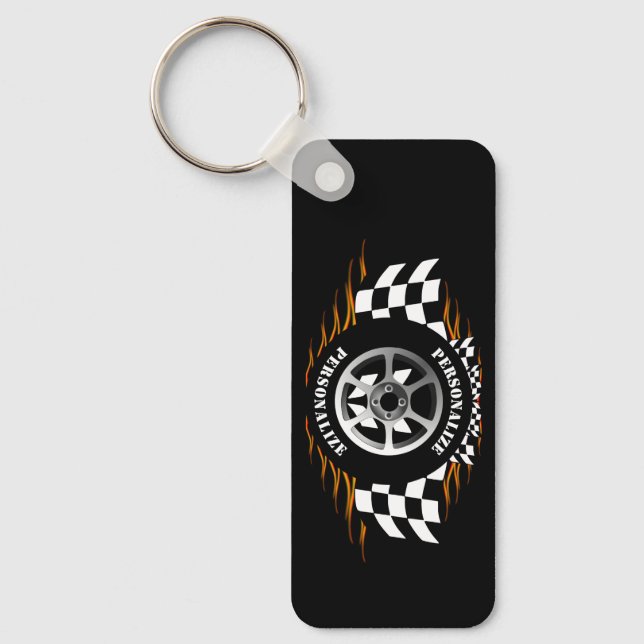 Sports Car Racing Chequered Flag Street Racer Pro Key Ring (Front)